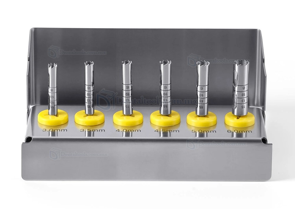 Set de 6 Piezas Kit de Trefinas para Hueso en Implantes Dentales Instrumental Quir&uacute;rgico